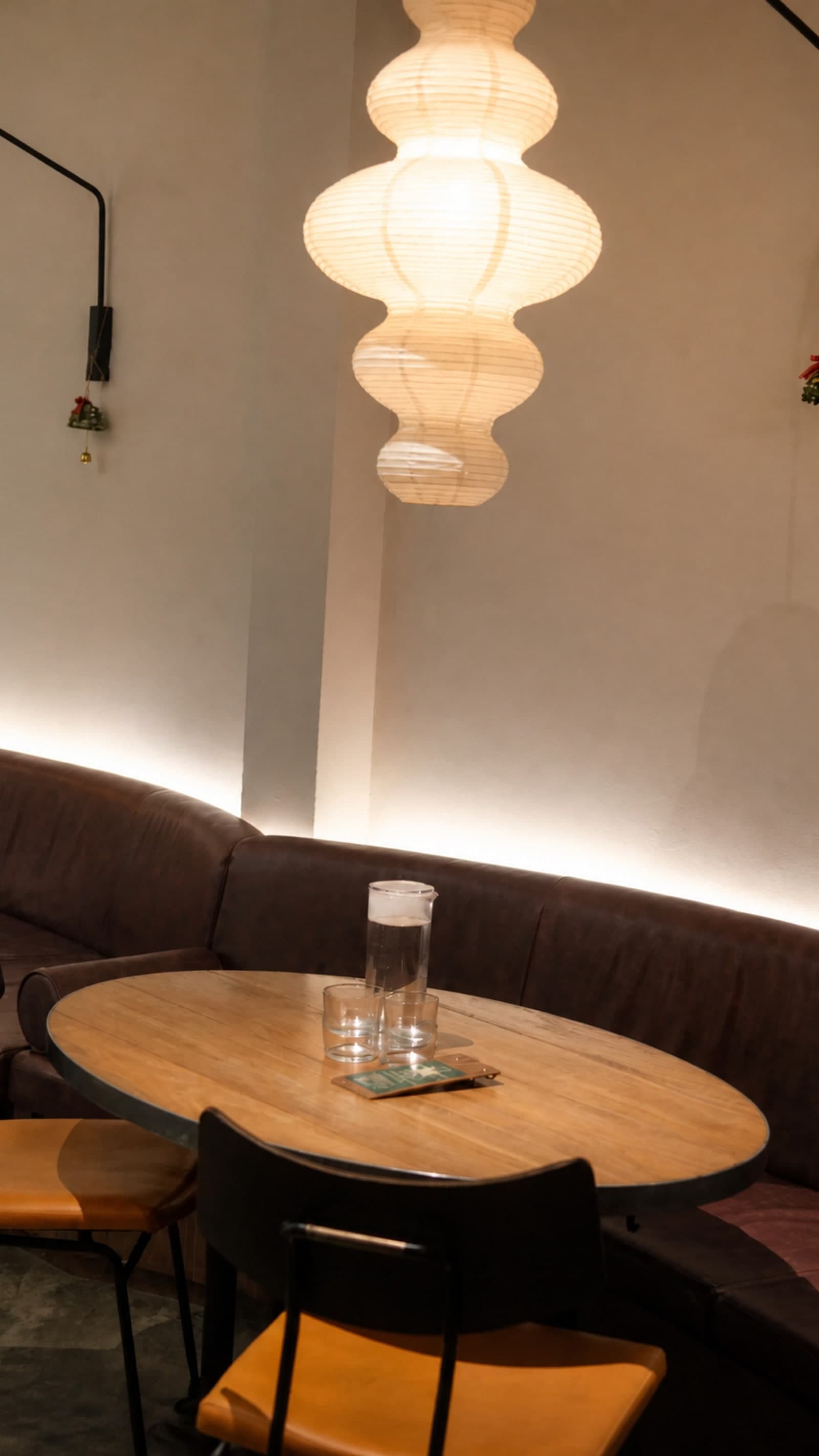 Cafe Gyoen lantern lighting and tables