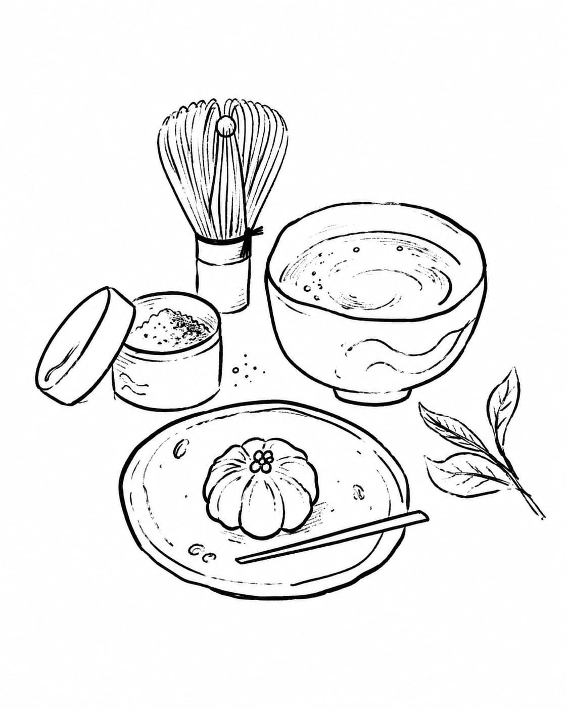 table spread of matcha products